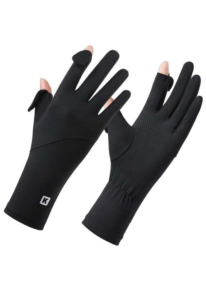 قفازات نسائية رفيعة للغاية للحماية من الأشعة فوق البنفسجية بأصابع كاملة، قفازات قيادة قابلة للتنفس تعمل باللمس للحماية من أشعة الشمس - Image 1